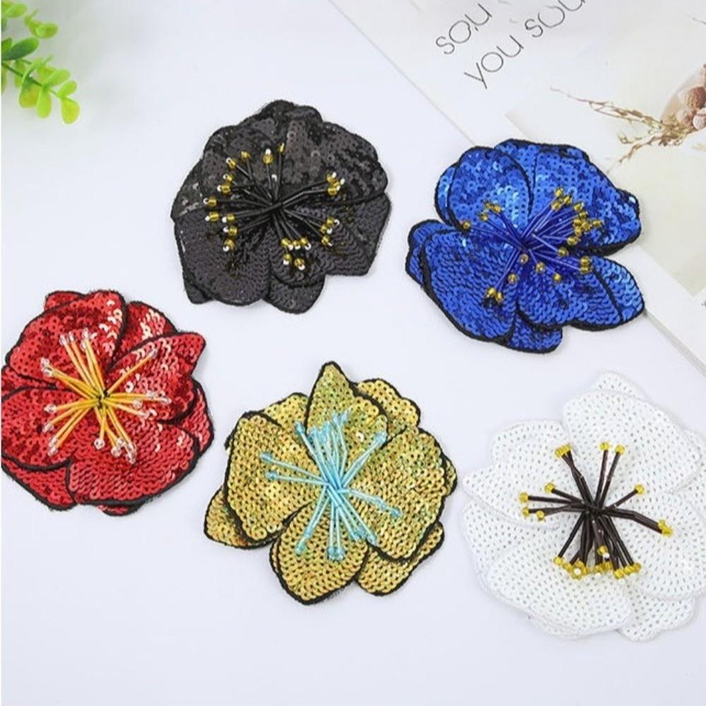 Colorful Sequins Sew On Patch Large Size Repair Hole Applique Flower Applique Auxiliary Material