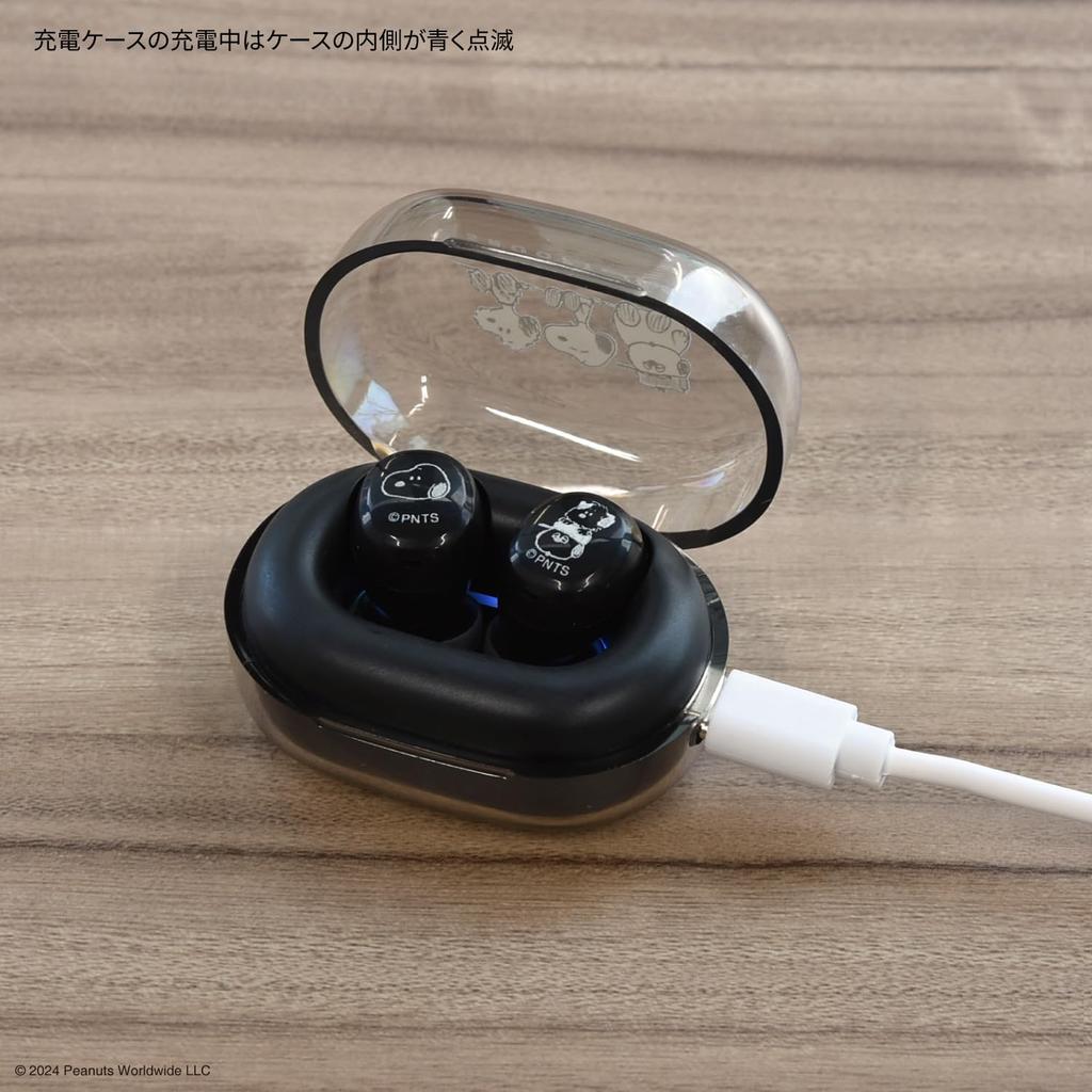 Gourmandies Peanuts Snoopy True Wireless Stereo Earphones, Black, SNGG-78BK