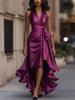 Trendy V-neck Irregular Women's Ruffle Dress