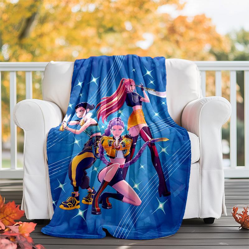 1pc KPop8 Theme Blanket - Digital Print, Polyester, Cozy for All Seasons, Perfect for Outdoor, Camping, and Travel