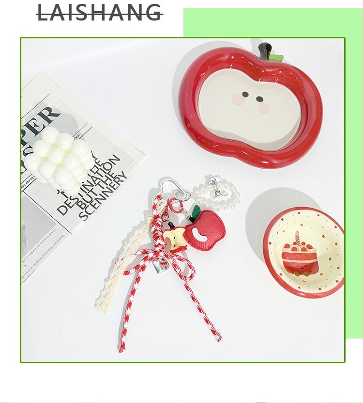 Miu Style Bag Charm: Apple Pendant Keychain & Multifunctional Lanyard Accessories for Couples