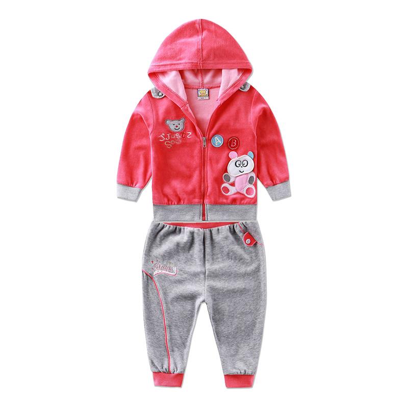 

Детская одежда для мальчиков и девочек, велюровый комплект брюк с длинными рукавами на зиму и весну со шляпой, детская одежда на молнии 3T красный