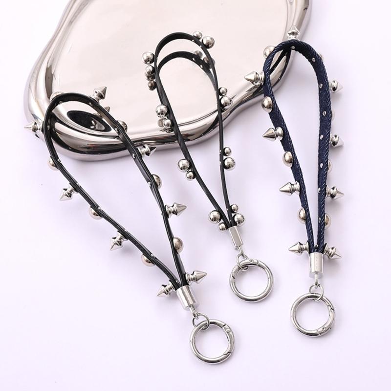 Einzigartiges Niet-Leder-Lanyard Nieten-Leder-Seil-Anhänger Schlüsselanhänger Für Handy Schlüssel Und Taschen Stilvolles Accessoire