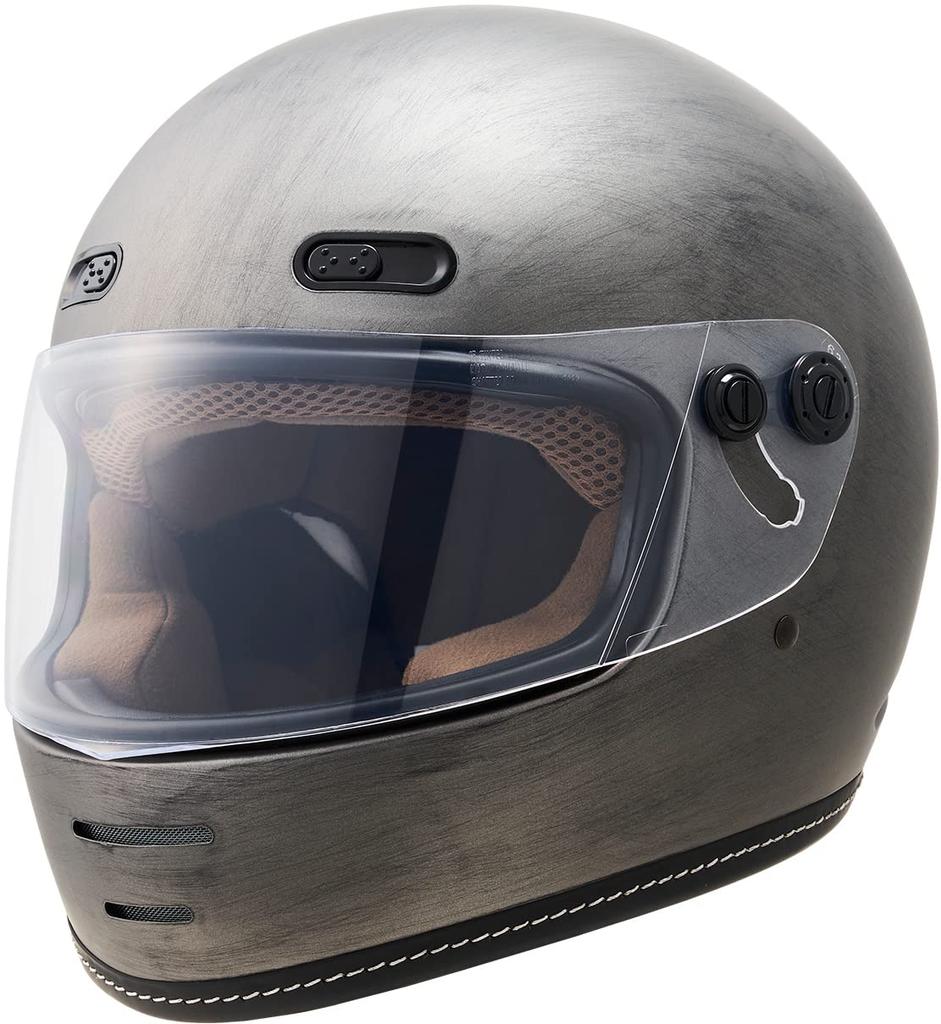 Marushin Motorcycle END Flat Scratch Size L MNF1 (MARUSHIN) Neo-Retro Full-Face Helmet, MILL, Gray, (59-60cm), (Product Code 2001331)
