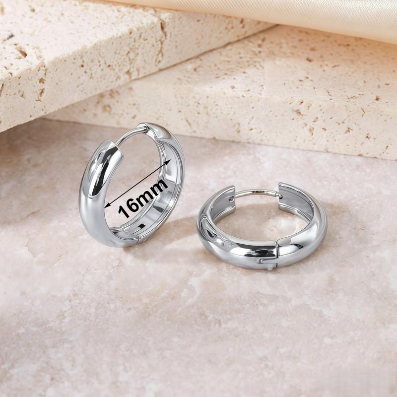 Gold Silver Color Simple Women Round Stainless Steel Earrings Fashion Classic Texture Ear Buckle Female Daily Jewelry