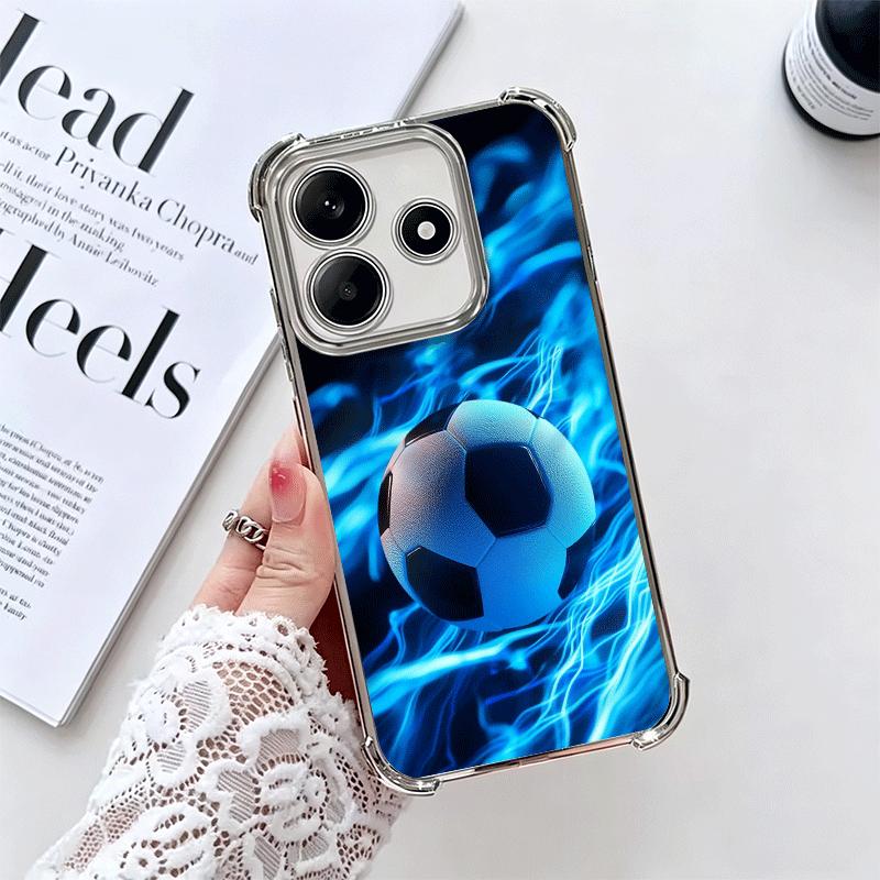 

Football Soccer Ball Design Plating Phone Case For Xiaomi Redmi Note 14 15 Pro Plus 13 12 11 11S 11T 10 9S 9 5G Anti-Fall Airaba Redmi Note15ProPlus