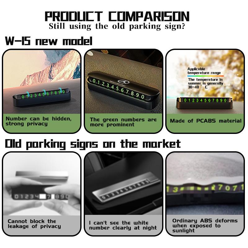 AABCS1 Car Logo Temporary Parking Card ABS Phone Number Card Plate Auto Accessories For Benz AMG Exclusive A C E R V Class CLA CLS C180