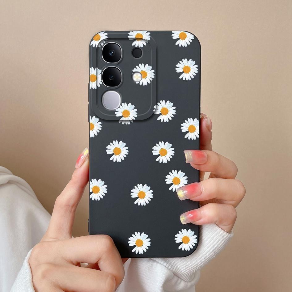 Für Vivo Y29 Y29S Y39 S19 Pro Y19S V30 V40e V50 Y04 T4x iQOO Z9s V40 Lite(IDN) Hülle Hübscher Schmetterling Gänseblümchen Weiches Silikon Anti-Sturz Schale Für Vivo Capa