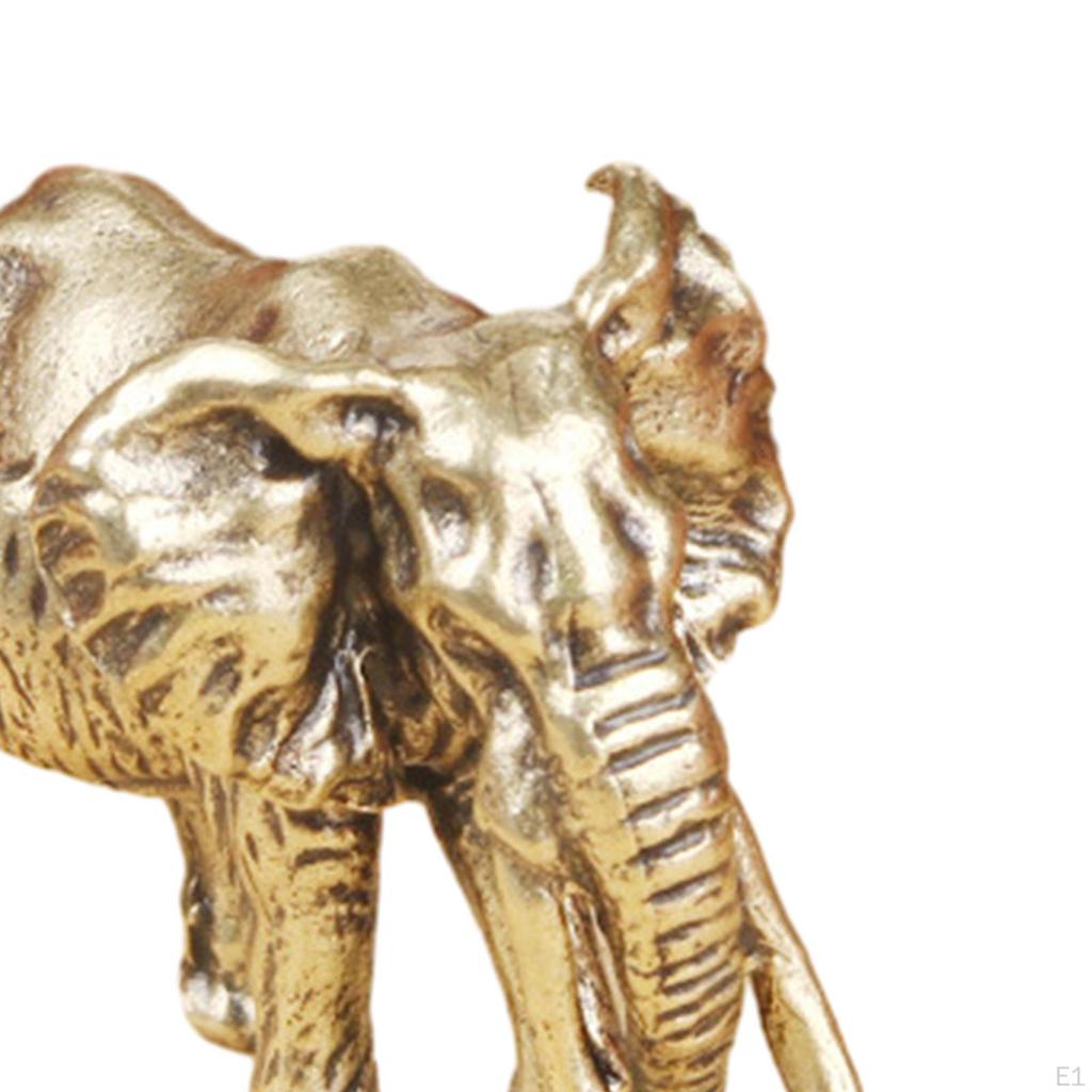 Mini Elephant Sculpture Metal Statue Animal Figurine Crafts Copper Home Decoration Ornament