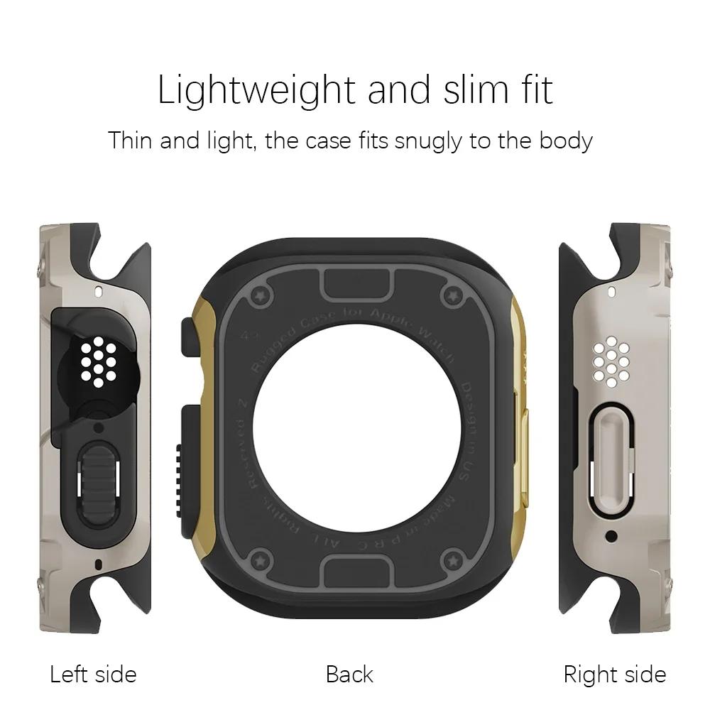 2 In 1 Case for Apple Watch Series 10/9/8/7/SE/6/5/4 Ultra 46mm 42 45 40 44 49mm TPU + PC Shockproof Protector Bumper for Iwatch