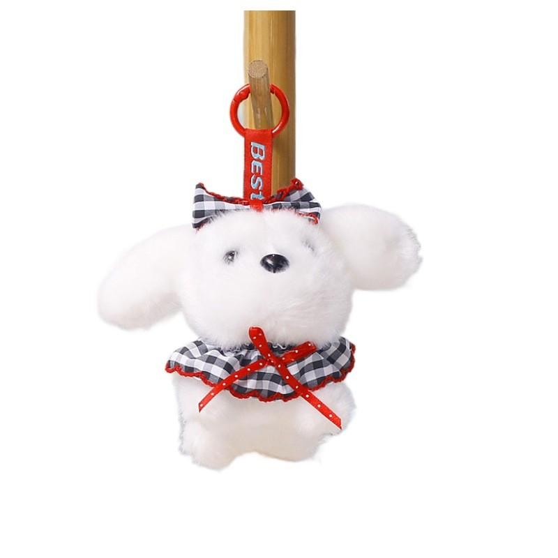 Plush Dog Hanging Toy With Cartoon Design For Wedding Decor And Bag Accessory