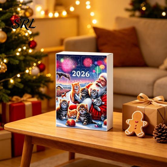 Christmas Tree Decorations Hanging Ornaments 2026 Cat Advent Calendar, 24 Days Countdown Calendar with Festive Home Decor Santa Hat Kitten 2D Acrylic