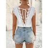 Women's New Summer Round Neck Stitching Hollow Lace Vest Top
