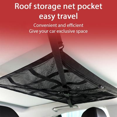 Universal Car Roof Storage Bag Mesh Organizer Net Large Capacity Car Ceiling Storage Net Pocket for Travel Camping