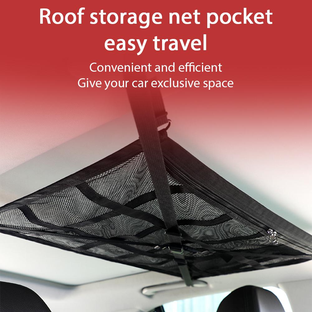 Universal Car Roof Storage Bag Mesh Organizer Net Large Capacity Car Ceiling Storage Net Pocket for Travel Camping