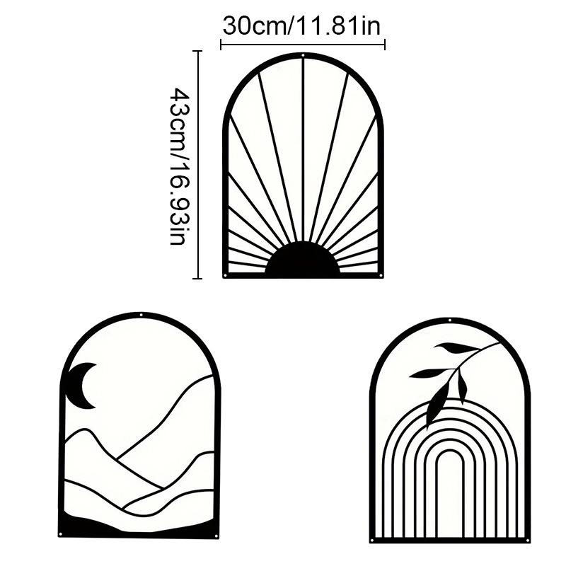

3pcs/Set Crafts Chic Nordic Style Minimalist Black Mounted Metal Wall Decor Home Decorations