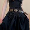 Retro Women Belt Bohemia Style Alloy Imitation Leather Waist Chain Dresses Shirts Tops Waist Belt Clothing Accessory