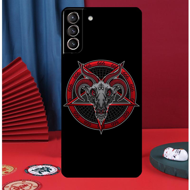 Pentagram 666 Demonisk Satanisk Telefonfodral För Samsung Galaxy S24 Ultra S9 S10 S20 FE S21 S22 S23 Plus S25 Ultra Baksida