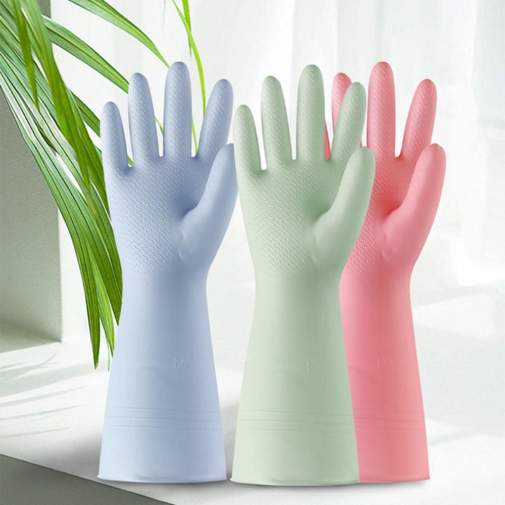 

Инструменты Однотонные латексные водонепроницаемые бытовые перчатки Перчатки для мытья посуды Перчатки для стирки Резиновые перчатки