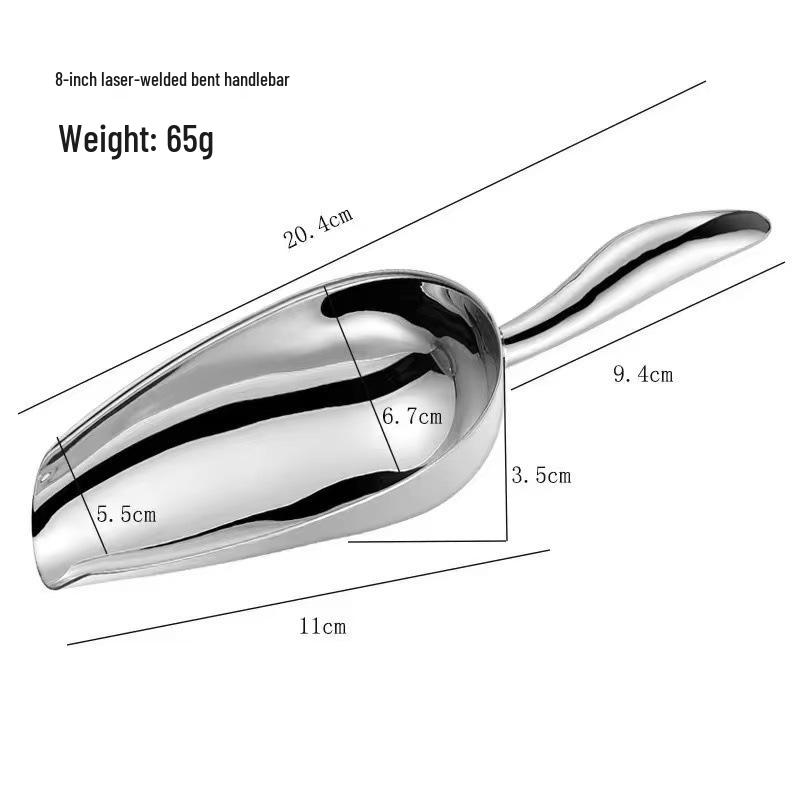 Stainless Steel Multi-purpose Flat Bottom Ice Shovel for Grain, Flour, Sugar, Tea, and Feed