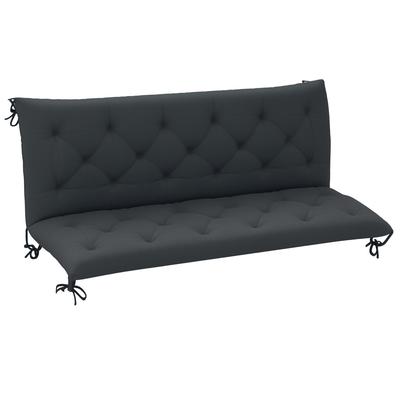 3 Seater Bench Pad, Garden Chair Cushion with Back and Ties for Indoor and Outdoor Use, 98 X 150 Cm, Black