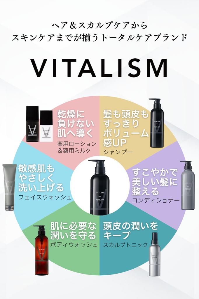 VITALISM Scalp Care Shampoo Conditioner Set for Men Care Born from the Heart of a Scalp Care Internationally Certified Organic Large Capacity Pump &