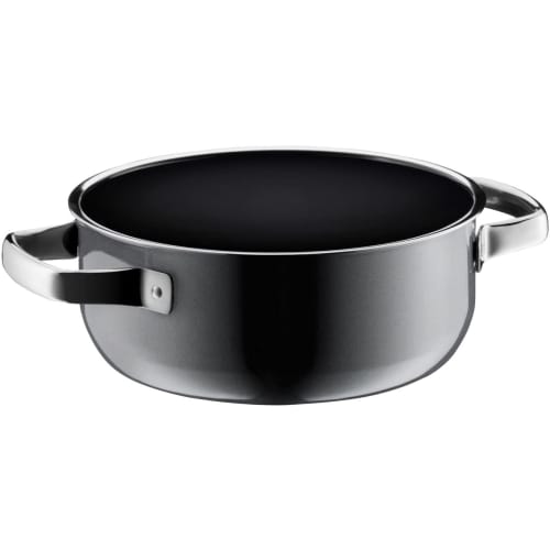 WMF FusionTech Mineral Low Casserole PL (Platinum) 20cm, Shallow, Double-handled Pot, Compatible with Induction and Gas Stoves, Waterless Cooking, Mad