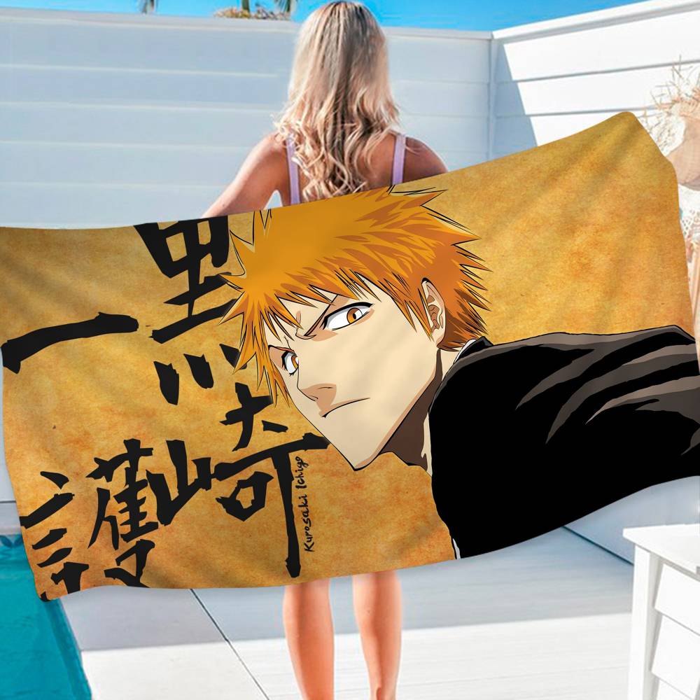 Bleach Anime Anime Beach Swimming Towel Soft Absorbent Washcloth Children's Gifts for Kids Travel Camping Gym