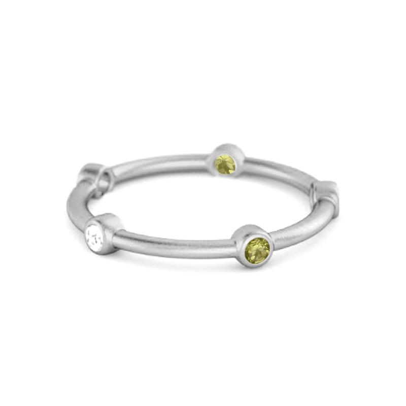 Peridot Bezel-Set Stacking Band Ring - Sterling Silver