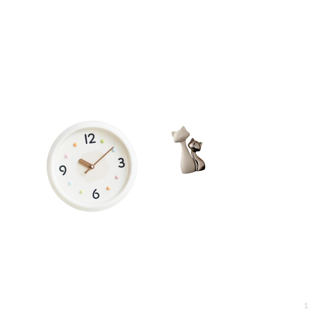 Modern Cat Wall Clock Ceramic Figurine Artwork Large Numerals Quiet Decorative Sculpture for Home