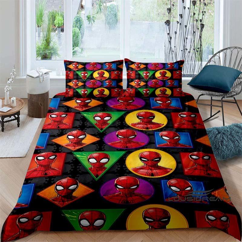 Spider-Man 3D printed duvet cover and pillowcase bedding set, available for single, double, king, and queen beds, suitable for