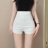 Women's Black High-Waist Elastic Shorts - 2026 Autumn Trend, Sexy Casual Solid Color Hip Pants