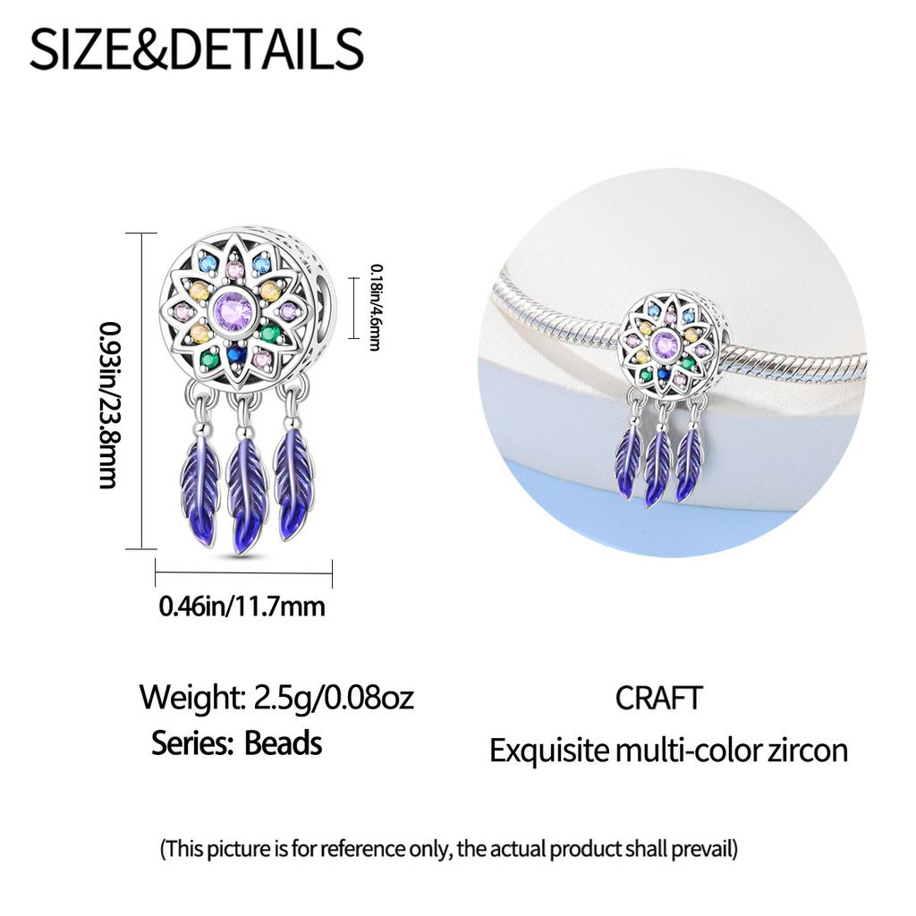 Charms Coppercolorful Dream Catcher Pendant Beads Fit Charms Plataoriginal Bracelet Beads Women Jewellery Making