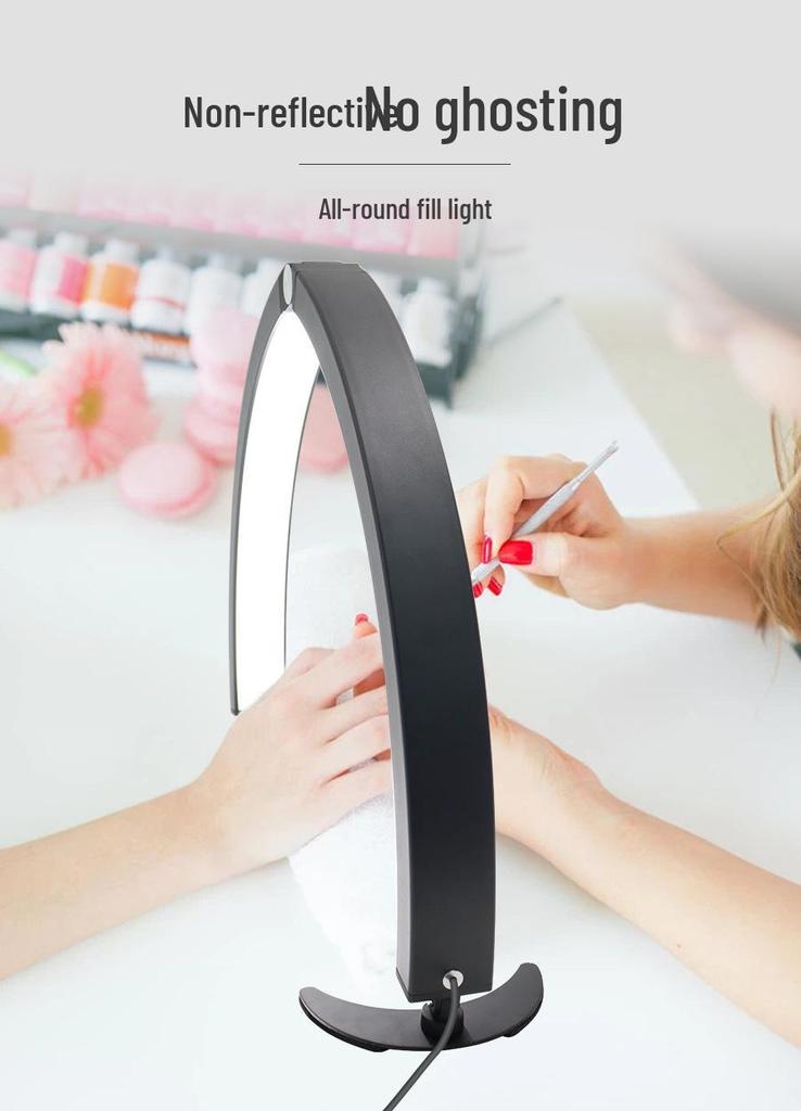 29" Foldable Half-Moon Beauty Lamp for Eyebrow & Eyelash Tattooing, U-Shaped Fill Light for Nail Art