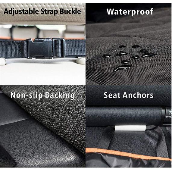 Dog Car Seat Covers Waterproof Pet Back Seat Cover/Non-Slip Durable Scratch with Side Flaps ,Armrest Compatible for Back Seat,Fits Most Cars,Trucks