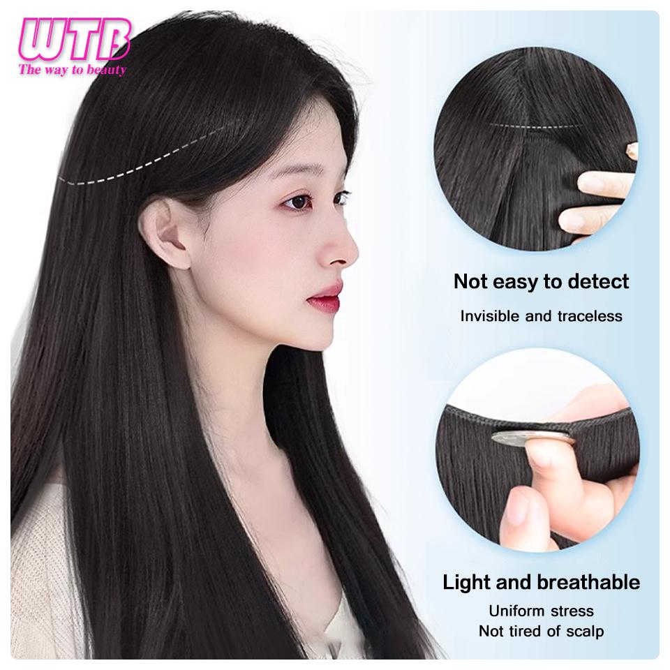 WTB Extensiones de Cabello Sintéticas con Clips Largas Rectas Extensiones de Cabello con Clips Peluca Sintética Extensiones de Cabello Piezas de Cabello Negras/Marrones Para Mujeres