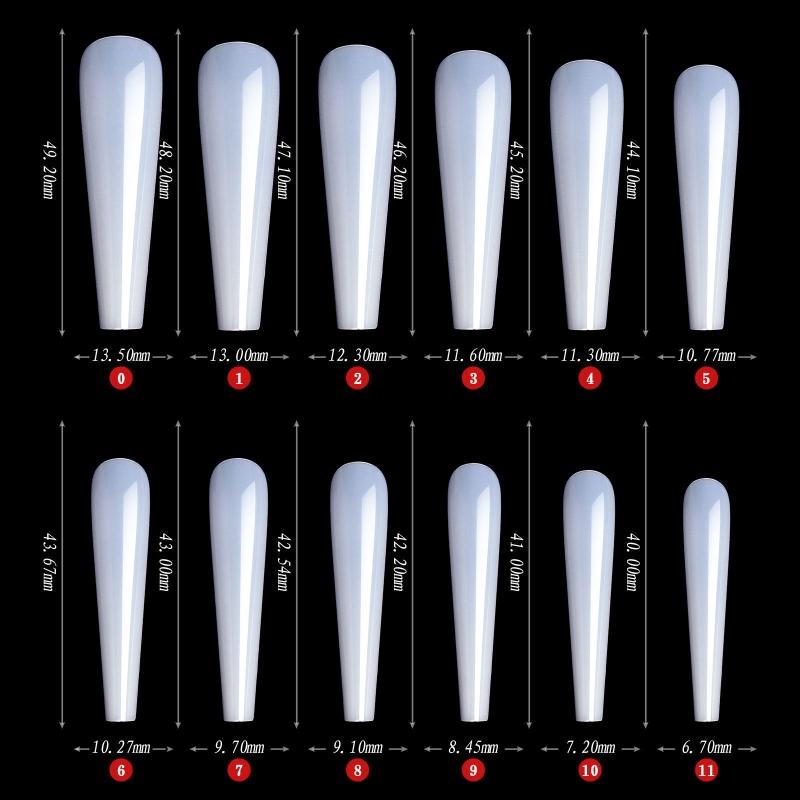 504 pezzi XXL Lunghe Ballerina Coffin Unghie Press On Copertura Totale Unghie Finte Quadrate per Design Nail Art Trasparenti e Naturali