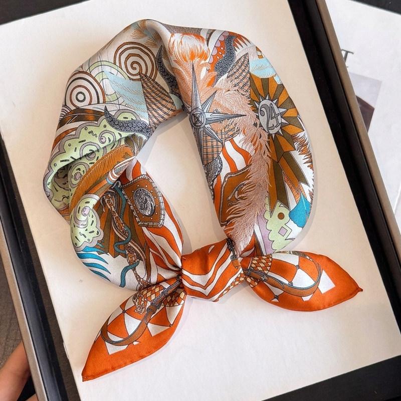 British style spring autumn winter men's and women's silk small square scarf plaid brown small silk scarf mulberry silk scarf