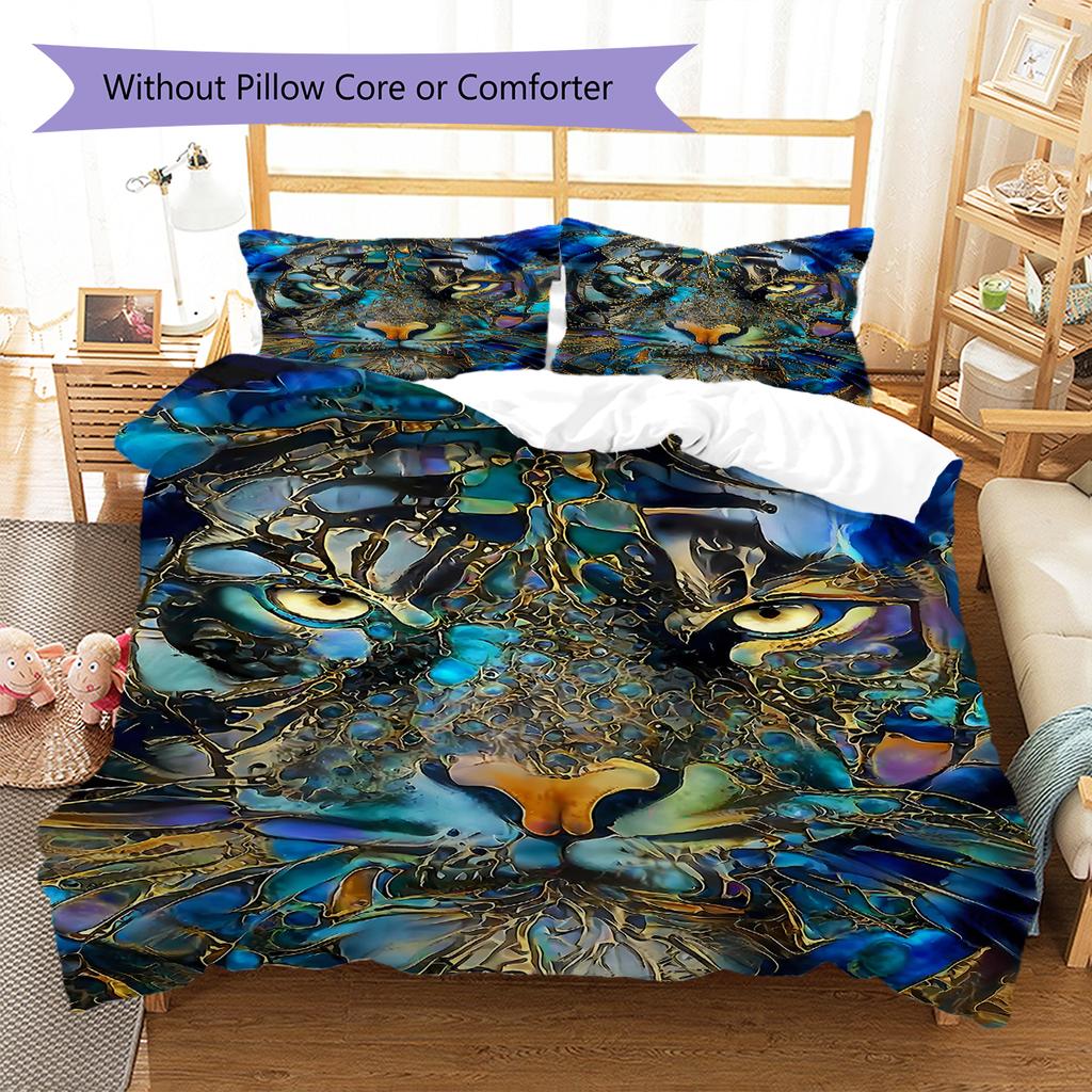 Animal Pattern Bedding Quilt Set Quilt Cover Pillowcase Home Decoration Gift (1 * Duvet Cover + 2 * Pillowcase, Without Core)