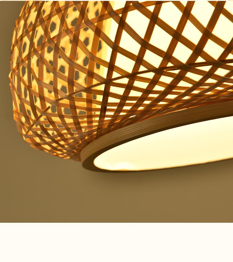 Zen Bamboo Pendant Lamp: Rattan Woven Japanese Tea Room Light