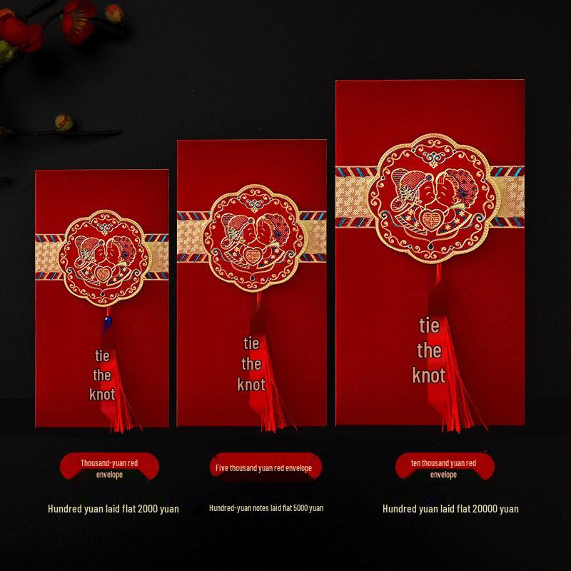 Retro Chinese Style Red Envelope with Gold Hot Stamping for Weddings