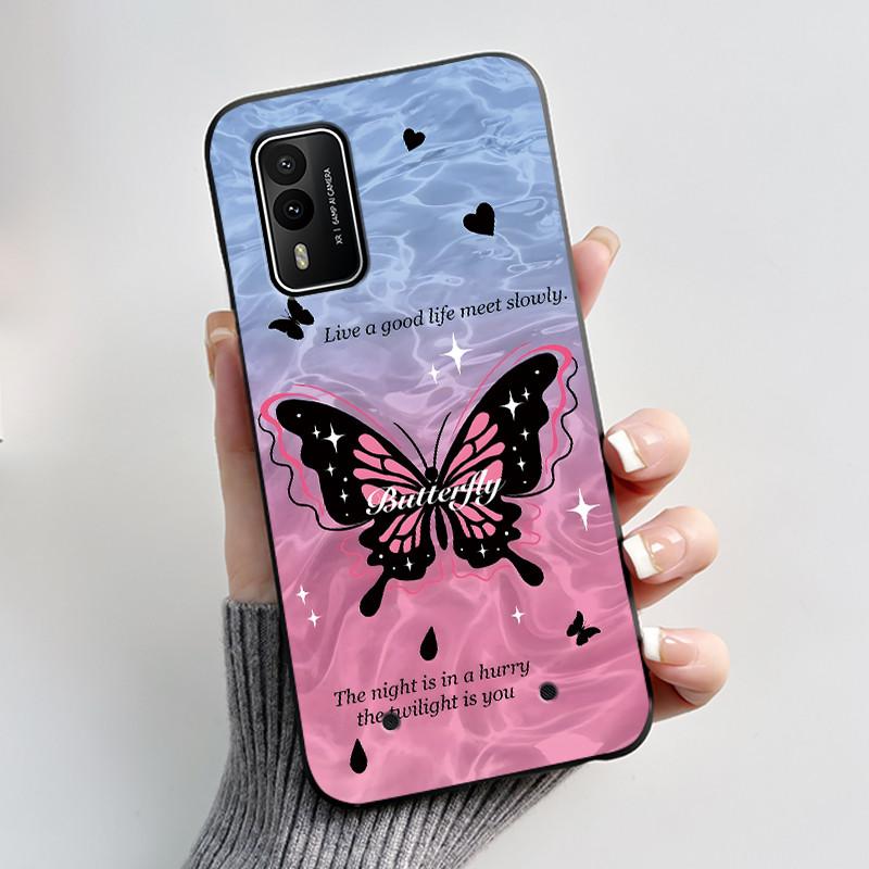Casing For Nokia XR21 Case Aesthetic Fashion Cute Cat Astronaut Cartoon Black TPU Silicone Soft Shockproof Phone Case Back Cover
