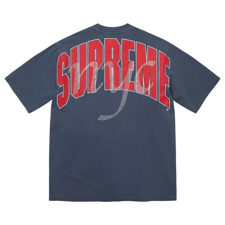 Supreme Rhinestone Script S/S Top Navy L