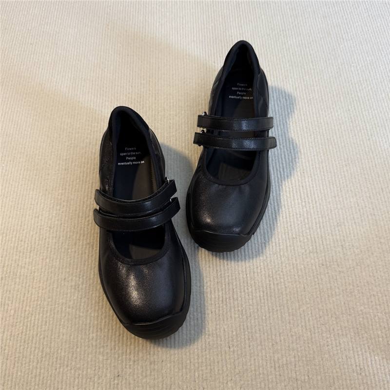 

Double belt Velcro soft sole soft surface lightweight sports sole casual shoes | round head thick sole casual versatile light mouth single shoes 35