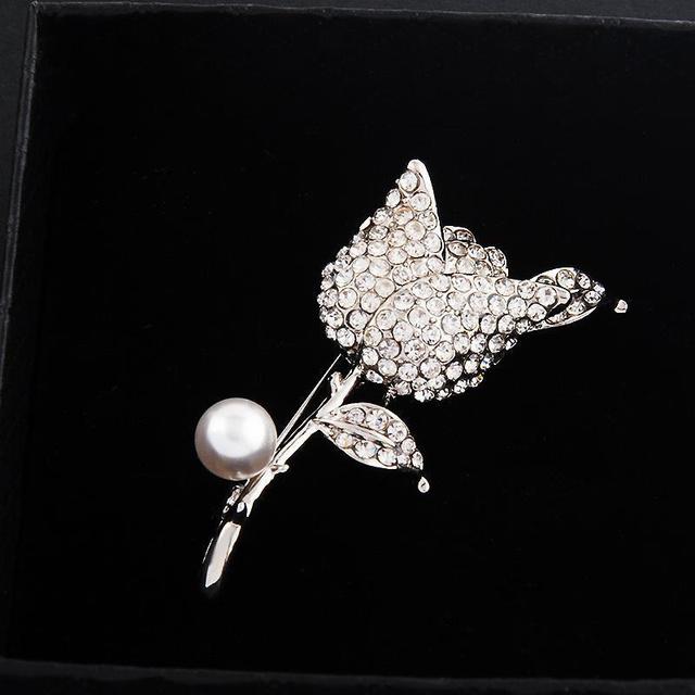 Sweet High -End Crystal Rose Brooch Women 'S Jacket Cardigan Pearl Accessories Pin Brooch Jewelry Gift