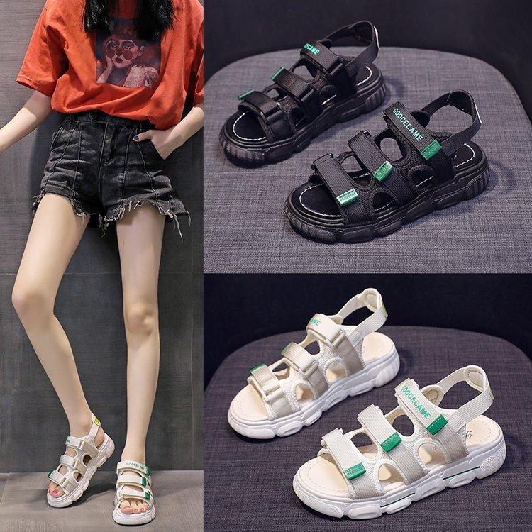 Velcro platform muffin shoes sandals women 2024 new summer fairy wind sandals women flat casual beach shoes