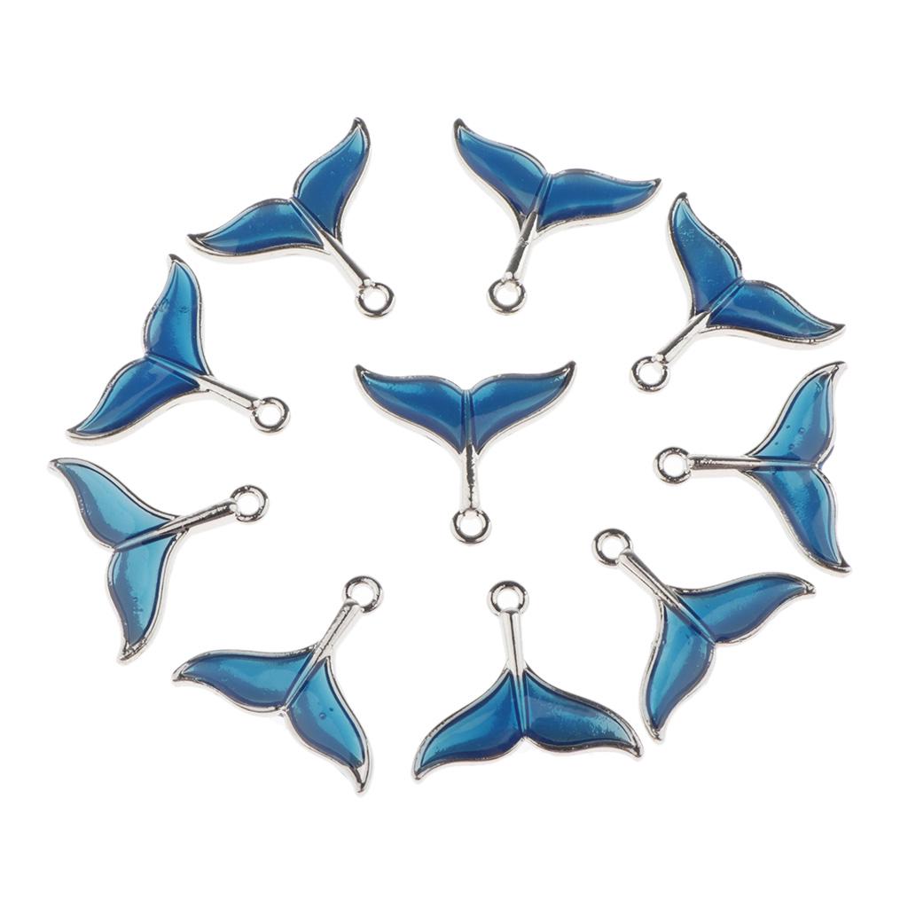 10x Enamel Tail Charms Pendants DIY Bracelet Necklace Crafts Silver Plated