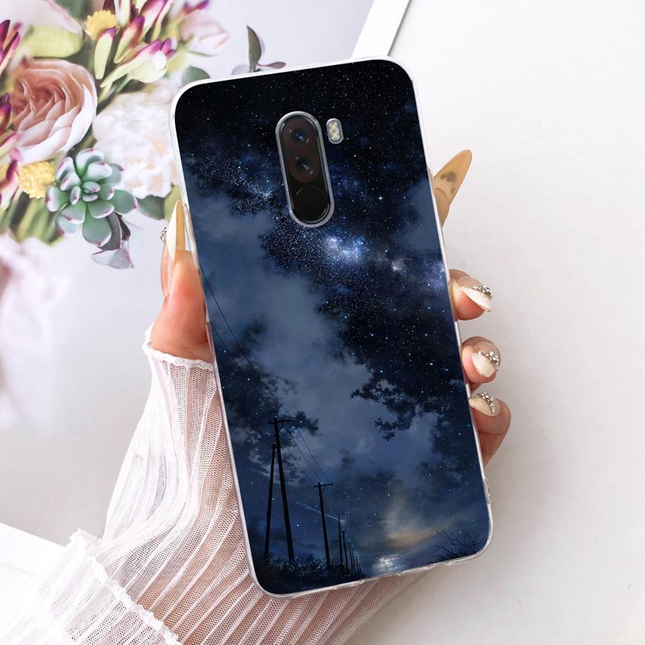 Para Xiaomi Pocophone F1 Funda Lujo Lazo Flores Pintadas Cubierta 6.18'' Suave TPU Funda para Teléfono Para Xiaomi Poco F1 PocoF1 Fundas Bumper