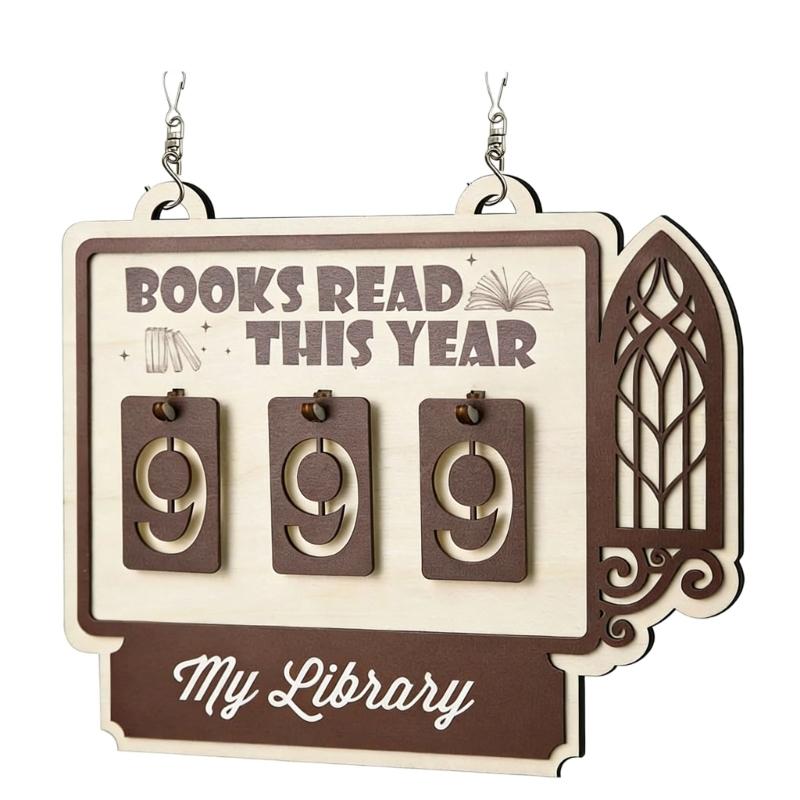 Bücherregal Dekorationen Buch Lesezähler für dieses Jahr, Herausforderungsgeschenk für Buchliebhaber, Interessantes Hängedekoration für Heimbibliothek