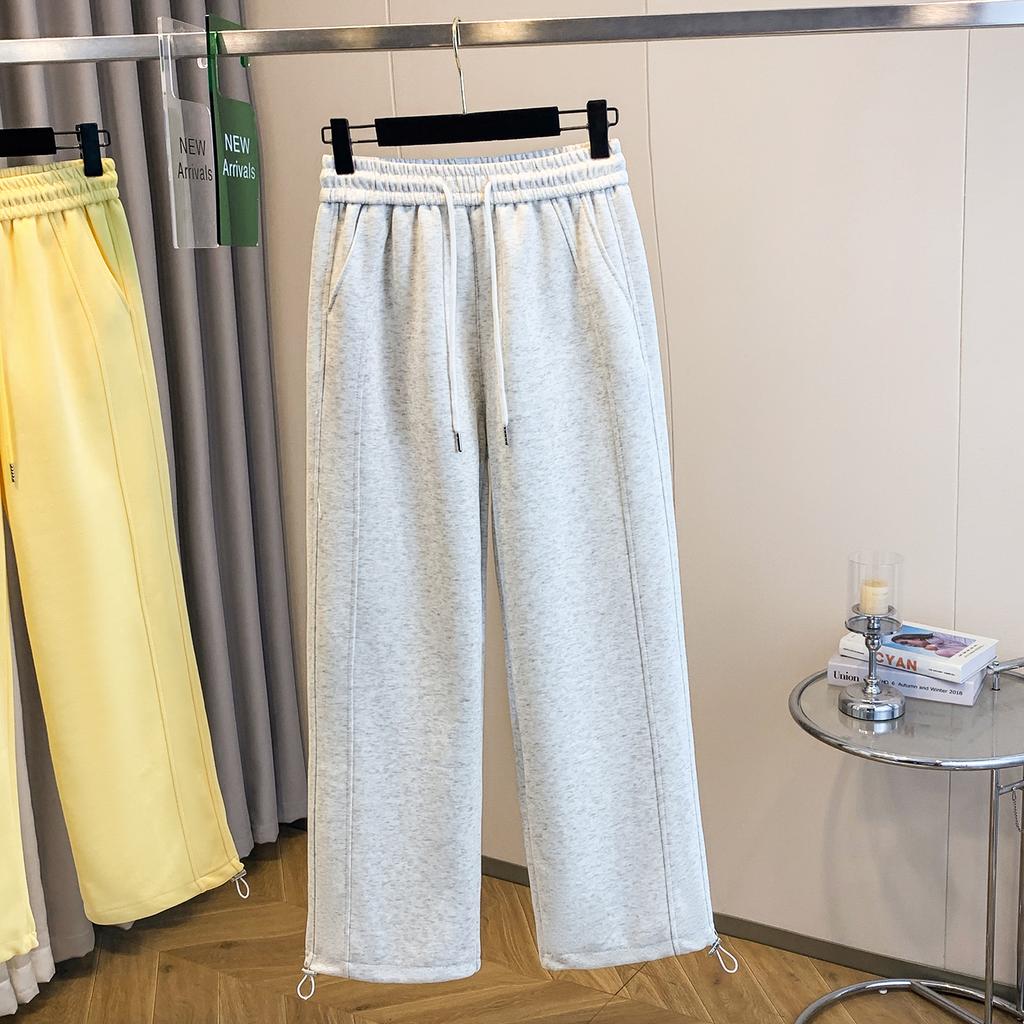 DIMANAF 2025 Plus Size Long Pants Belt Women Solid Harem Elastic Waist Casual Loose Pants New